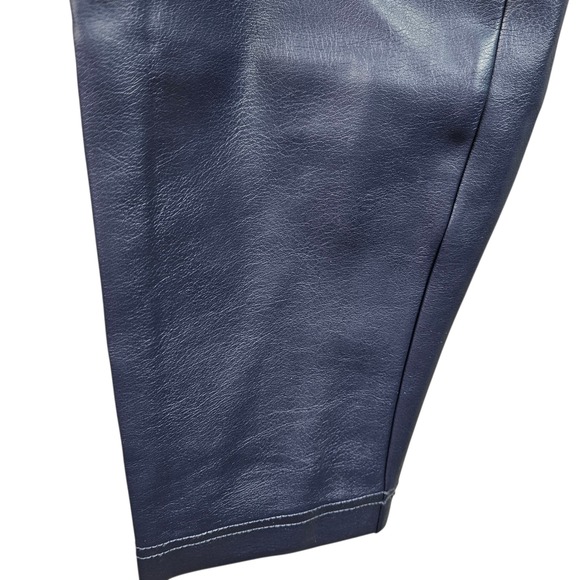 White House Black Market WHBM Runway Leggings Faux Leather Blue Size 6‎ - Picture 9 of 13